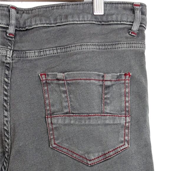 Elisa Cavaletti Pants Embellished Gray Skinny Jeans Crystal Patchwork Womens 12 - Picture 7 of 14